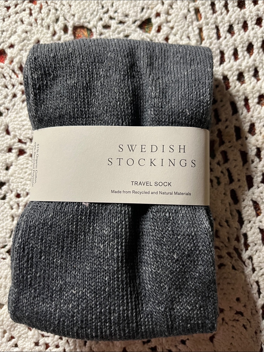 Swedish Stocking Organic cotton blend Men's Travel Sock — Charcoal Gray